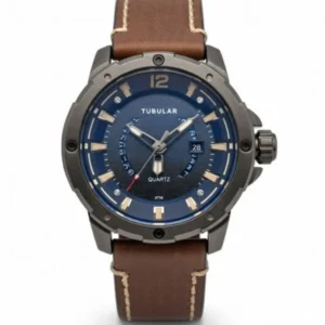 Tubular Men’s Analog Watch – Leather Strap Edition